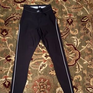 Alo Yoga Black Leggings with White Stripes